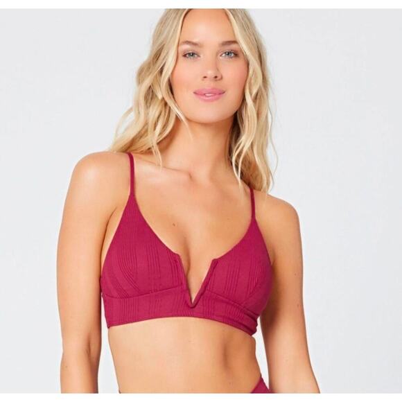 L*Space Bikini Top Cabernet Size Medium New Siren Beach Influencer - Picture 5 of 5